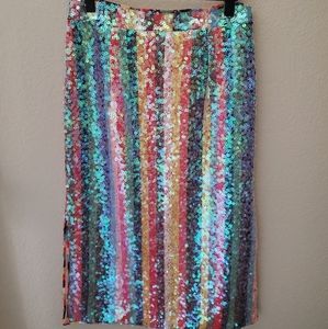 Anthropologie double slit midi high waisted skirt